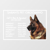Dogs German Shepherd Pet Grooming Hours Business   Raamsticker (Vel)