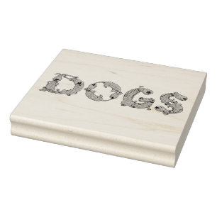DOGS gespeld in Cute Funny Dog Letters Rubberstempel