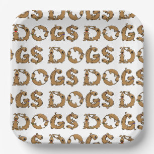 DOGS gespeld in Funny Cute Dog Letters Papieren Bordje