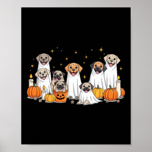 Dogs Ghosts Schattigee Dogs Verkleed als Ghost Fun Poster