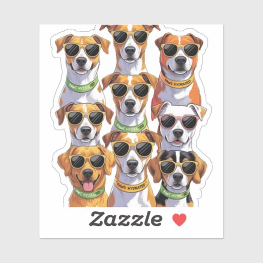 Dogs in sunglasses Paws Hydrated Sticker (Vel)