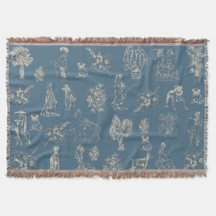Dogs Lady Toile de Jouy Dark Turquoise Deken