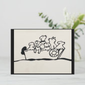 "Dogs on Boat" Uitnodiging Willowcatdesigns (Staand voorkant)