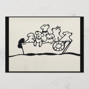 "Dogs on Boat" Uitnodiging Willowcatdesigns