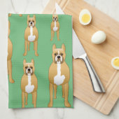 Dogs Pattern, Boxers on Green. Theedoek (Quarter Fold)