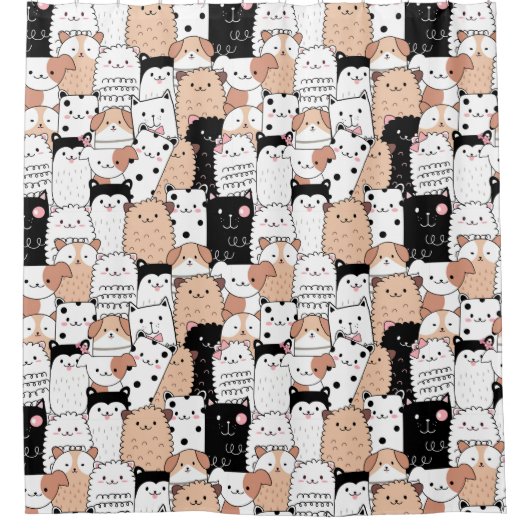 Dogs Pattern Shower Curtain Douchegordijn (Voorkant)