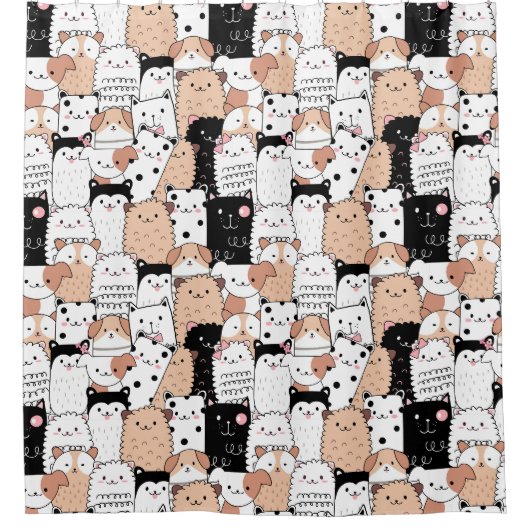 Dogs Pattern Shower Curtain Douchegordijn (Voorkant)