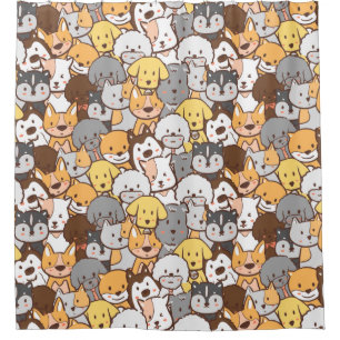 Dogs Pattern Shower Curtain Douchegordijn