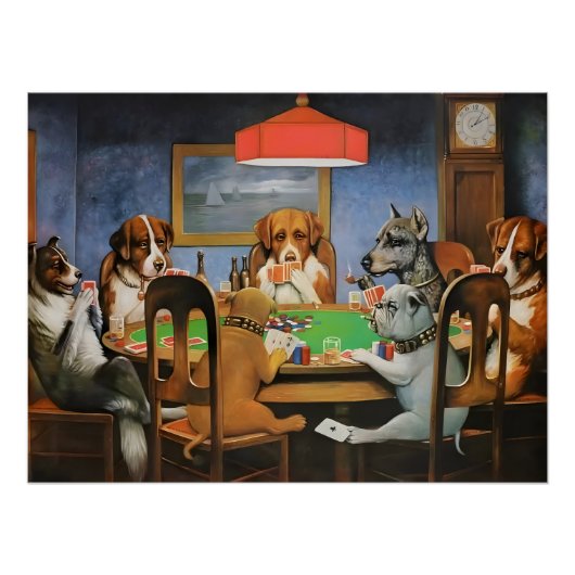 Dogs Playing Poker by Cassius Marcellus Coolidge's Perfect Poster (Voorkant)