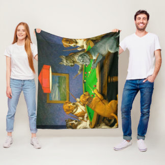 Dogs Playing Snooker Billiards Fun Spoof Fleece Deken