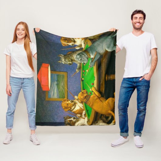 Dogs Playing Snooker Billiards Fun Spoof Fleece Deken (In situ)