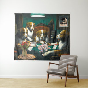 Dogs Plays Mah Jongg Tapestry Wandkleed