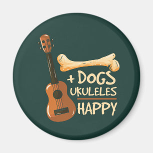 Dogs Plus Ukuleles staat gelijk aan Happy Novelty Magneet