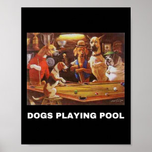 Dogs Pool Art Work Puppy Snooker Pocket Poster