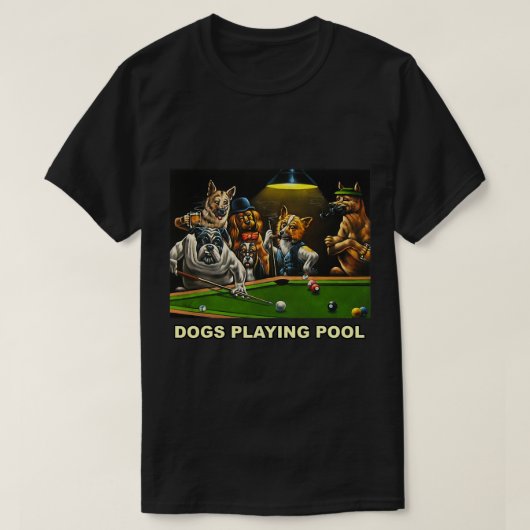 Dogs Pool Art Work Puppy Snooker Pocket T-shirt (Design voorkant)