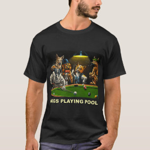 Dogs Pool Art Work Puppy Snooker Pocket T-shirt