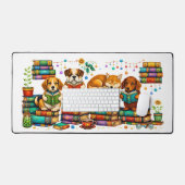 Dogs Reading Books Cozy Library Scene (Clavier et souris)