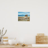 Dog's Relaxing Day in the Beach, Ocean Sand & Sun Poster (Keuken)