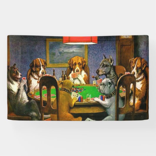 Dogs Spelling Poker Spandoek (Horizontaal)
