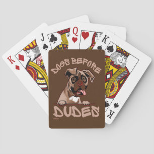 DOGS VÓÓR DUDES Olde English Bulldog grappdog Pokerkaarten