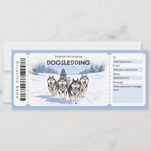 Dogsledding Gift Certificate Kaart (Voorkant)