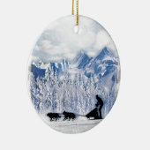 Dogsledding Keramisch Ornament (Rechts)