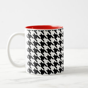 Dogtooth, Houndstooth-patroon in zwart-wit Tweekleurige Koffiemok