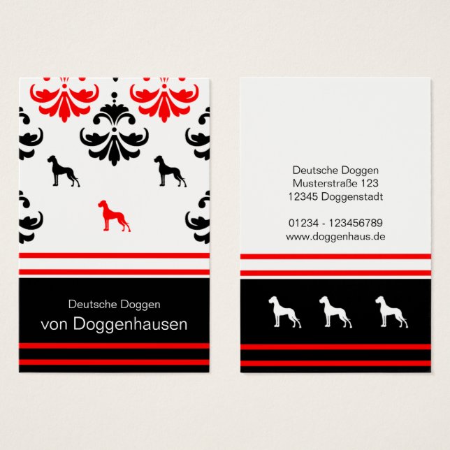 Dogue allemand noir rouge (Devant & derrière)