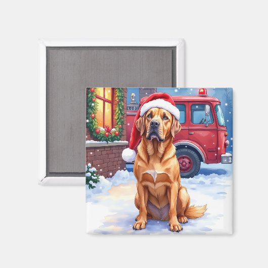 Dogue de Bordeaux Firefighter Station Santa Hat Magneet (Voorkant / Achterkant)