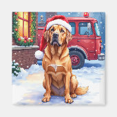 Dogue de Bordeaux Firefighter Station Santa Hat Magneet (Voorkant)