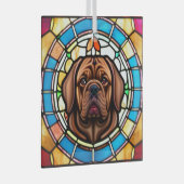 Dogue de Bordeaux "Glas in lood" Glas Ornament (Voorkant Rechts)