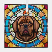 Dogue de Bordeaux "Glas in lood" Glas Ornament (Achterkant)