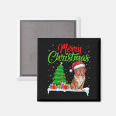 Dogue De Bordeaux Hond Kerstboom Lights Xmas D Magneet (Voorkant / Achterkant)