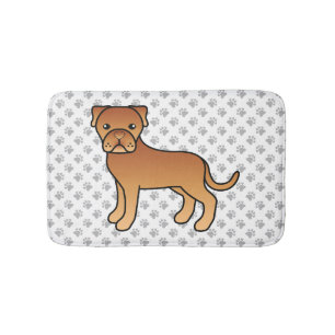 Dogue De Bordeaux Moppige Cartoon Hond & Pootjes Badmat