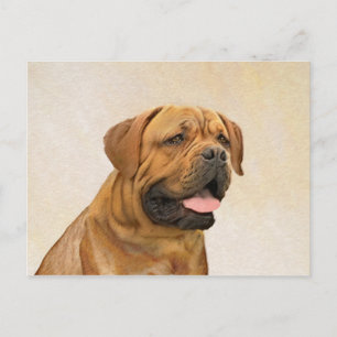 Dogue de Bordeaux Painting - Cute Original Dog Art Briefkaart