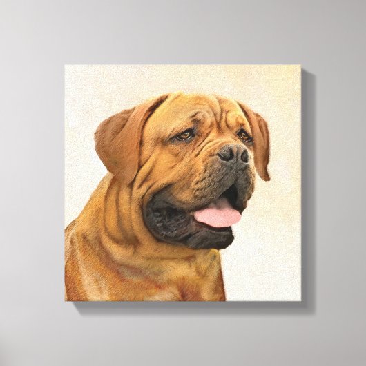 Dogue de Bordeaux Painting - Cute Original Dog Art Canvas Afdruk (Voorkant)