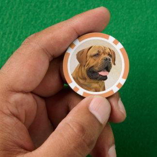 Dogue de Bordeaux Painting - Cute Original Dog Art Poker Chips