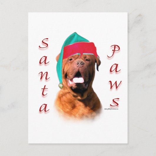 Dogue de Bordeaux Santa Paws Feestdagenkaart (Voorkant)