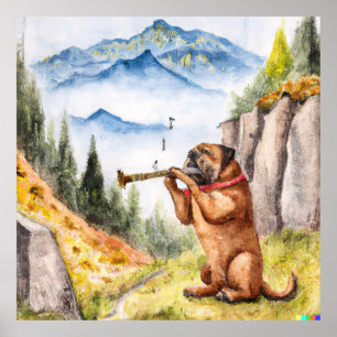 Dogue de Bordeaux Speelfluit in de Zwitserse Alpen Poster