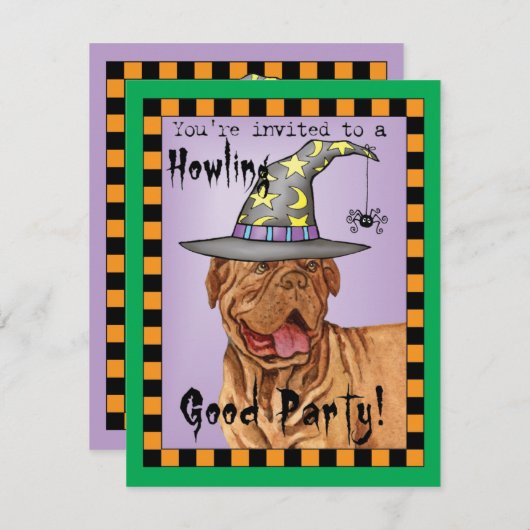 Dogue de Bordeaux Witch Invitation (Voorkant / Achterkant)