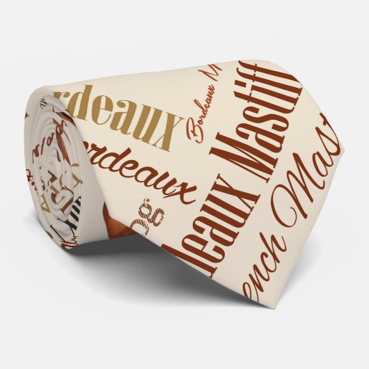 Dogue de Bordeaux Word Art Stropdas (Opgerold)