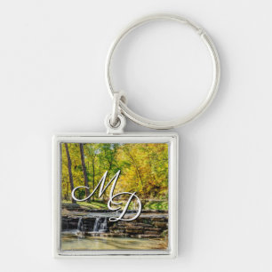 Dogwood Creek Autumn met Monogram Initialen Sleutelhanger