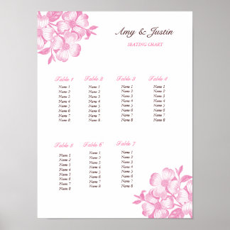 Dogwood Flower Wedding Seating Chart Poster