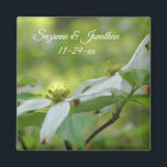Dogwood Flowers Personalized Wedding<br><div class="desc">Lovely pair of spring time white wild dogwood blossoms flower photography by Susan wedding favor refrigerator magnet. Fill in your information in the template. Make more changes to text and font size, style, and color by clicking on Customize. This design is available on many products in my gallery. Please visit...</div>