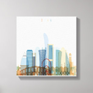 Doha, Qatar   City Skyline Canvas Afdruk