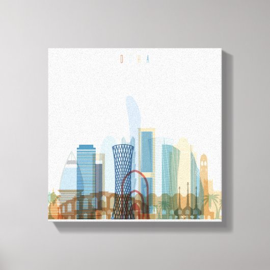 Doha, Qatar | City Skyline Canvas Afdruk (Voorkant)