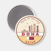 Doha Qatar City Skyline Embleem Magneet (Voorkant / Achterkant)