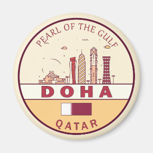 Doha Qatar City Skyline Embleem Magneet