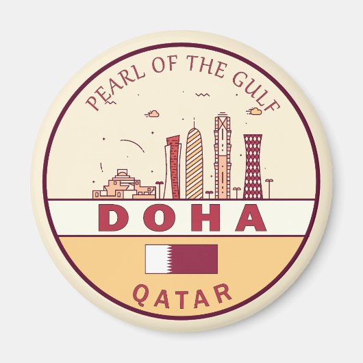 Doha Qatar City Skyline Embleem Magneet (Voorkant)