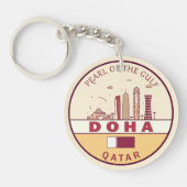 Doha Qatar City Skyline Embleem Sleutelhanger (Voorkant)